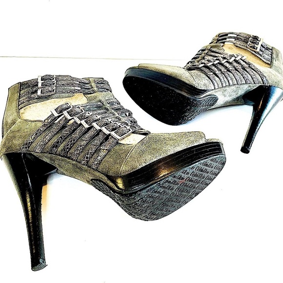 Calvin Klein Grey Suede Strappy Peep-Toe Stiletto - Picture 5 of 10